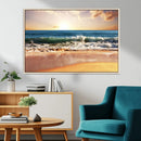 Sunset Beach Wall Art - 3-Panel Framed Canvas Print, Ready