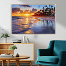 Serene Beach Sunset Wall Art Canvas- Coastal Seascape Print