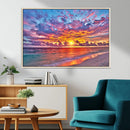 Vibrant Sunset Beach Wall Art - Ocean Sunset Canvas Print |