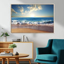 Serene Ocean Sunset Canvas Wall Art - Beach Waves at Sunset,