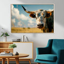Longhorn in the Prairie - Stunning Ranch-Style Triptych Wall