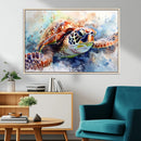 Watercolor Sea Turtle Wall Art Canvas Print - Vibrant Ocean