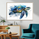 Turtle Wall Art Canvas Print, Framed Watercolor Turtle Art