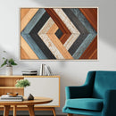 Geometric Wood Art Wall Decor Canvas Print, Rustic Wooden