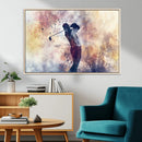 Abstract Watercolor Golf Player Wall Art Canvas Print