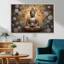 Golden Buddha Wall Art Canvas Print | Zen Meditation Floral