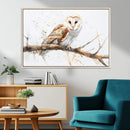 Barn Owl Wall Art on Branch | Stunning Canvas Print for