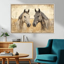 Chines Ink Style Grunge Horses Wall Art Canvas Print