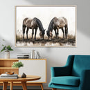 Chines Ink Style Horses Wall Art Canvas Print