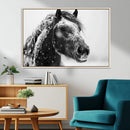 Winter Horse Canvas Print | Large 3-Panel Black White Equine