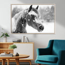 Black Horse Winter Wall Art | Ready to Hang and Framed |