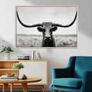 Longhorn Bull Canvas Print | Rustic Farmhouse Wall Art |