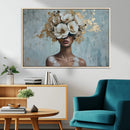 Golden Petal Wall Art - Petal Silhouette Woman Wall Art by MyGreatCanvas | Canvas Wall Art Prints | Photo Prints & Wall Decor