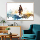 Watercolor Jesus Walking Wall Art Print, Jesus Water Canvas