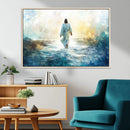 Watercolor Jesus Walking on Water Canvas Print, Christian