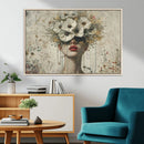 Abstract Floral Women Patel Wall Art Canvas Print