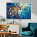 Colorful Swirling Fish School Wall Art Canvas Print |