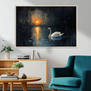 Abstract Swan on Water Wall Art Canvas Print - Elegant