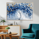 Blue and Gold Abstract Tree Wall Art Canvas Print | Modern