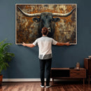 Longhorn Texas Cow Bull Wall Art | Rustic Farmhouse Canvas by MyGreatCanvas | Canvas Wall Art Prints | Photo Prints & Wall Decor