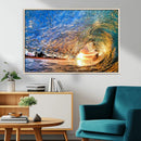 Ocean Wave at Sunset Canvas Wall Art – Vibrant Coastal Beach