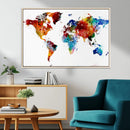Colorful World Map Canvas Wall Art Print, Contemporary