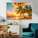 Tropical Sunset Beach Canvas Wall Art Print – Vibrant Palm by MyGreatCanvas | Canvas Wall Art Prints | Photo Prints & Wall Decor