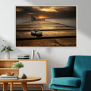 Stones on Wooden Pier at Sunset Canvas Print, Serene Coastal by MyGreatCanvas | Canvas Wall Art Prints | Photo Prints & Wall Decor