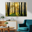 Sunlit Forest Wall Art Canvas Print – Large Framed Woodland