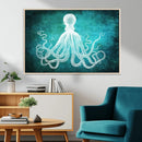 Green Octopus Abstract Wall Art Canvas Print