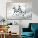 Large Wall Art Canvas Print – Beautiful Running White Horses