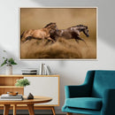 Large Wall Art Canvas Print – Two Running Brown Horses