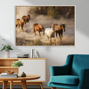 Large Wall Art 5 Horses Running on Sand Canvas Print