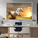 Large Wall Art Galloping White Horse at Sunset Canvas Print