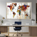 Vintage World Map Canvas Wall Art Print, Warm Tone Global by MyGreatCanvas | Canvas Wall Art Prints | Photo Prints & Wall Decor