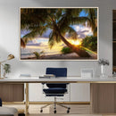 Tropical Island Sunset on the Beach Palms Wall Art Canvas by MyGreatCanvas | Canvas Wall Art Prints | Photo Prints & Wall Decor