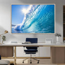 Blue Big Wave Surfing Ocean Canvas Wall Art Artwork Print