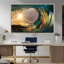 Golden Wave Sunset Canvas Print – Large Coastal Wall Art for