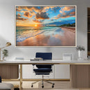 Sunset Beach Canvas Wall Art – Tropical Triptych Seascape