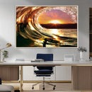 Golden Wave Sunset Triptych Canvas Art, Giclee Canvas Print
