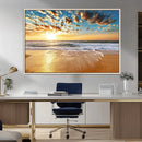 Golden Sunset Beach Print Canvas Wall Art, Giclee Canvas