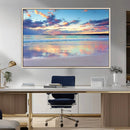 Tranquil Pastel Sunset Beach Triptych Canvas Art, Soothing