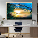 Ocean Wave at Sunset Canvas Art, Large Wall Print of Vibrant