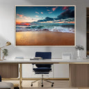 Sunset on Beach Wall Art Ocean Beach Canvas Print