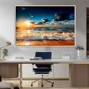 Golden Hour Sunset Over Ocean Waves Wall Art Canvas Print |