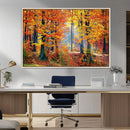 Autumn Red Forest Triptych Canvas Wall Art Print, Forest
