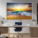 Golden Sunset Ocean Waves Wall Art Canvas Print – Multi