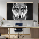 Black and White Wild Wolf Wall Art Canvas Print