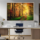 Sunlight Through Trees Wall Art Canvas Print - Autumn Forest
