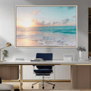 Tranquil Ocean Beach Sunset Canvas Wall Art | 3-Panel